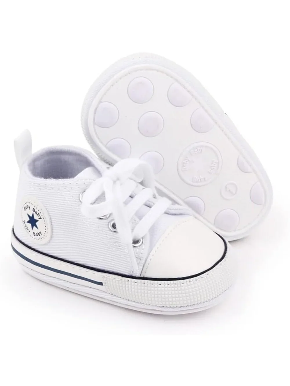 Unisex Baby High-Top Canvas Sneakers, Soft Sole Anti-Slip First Walking Shoes